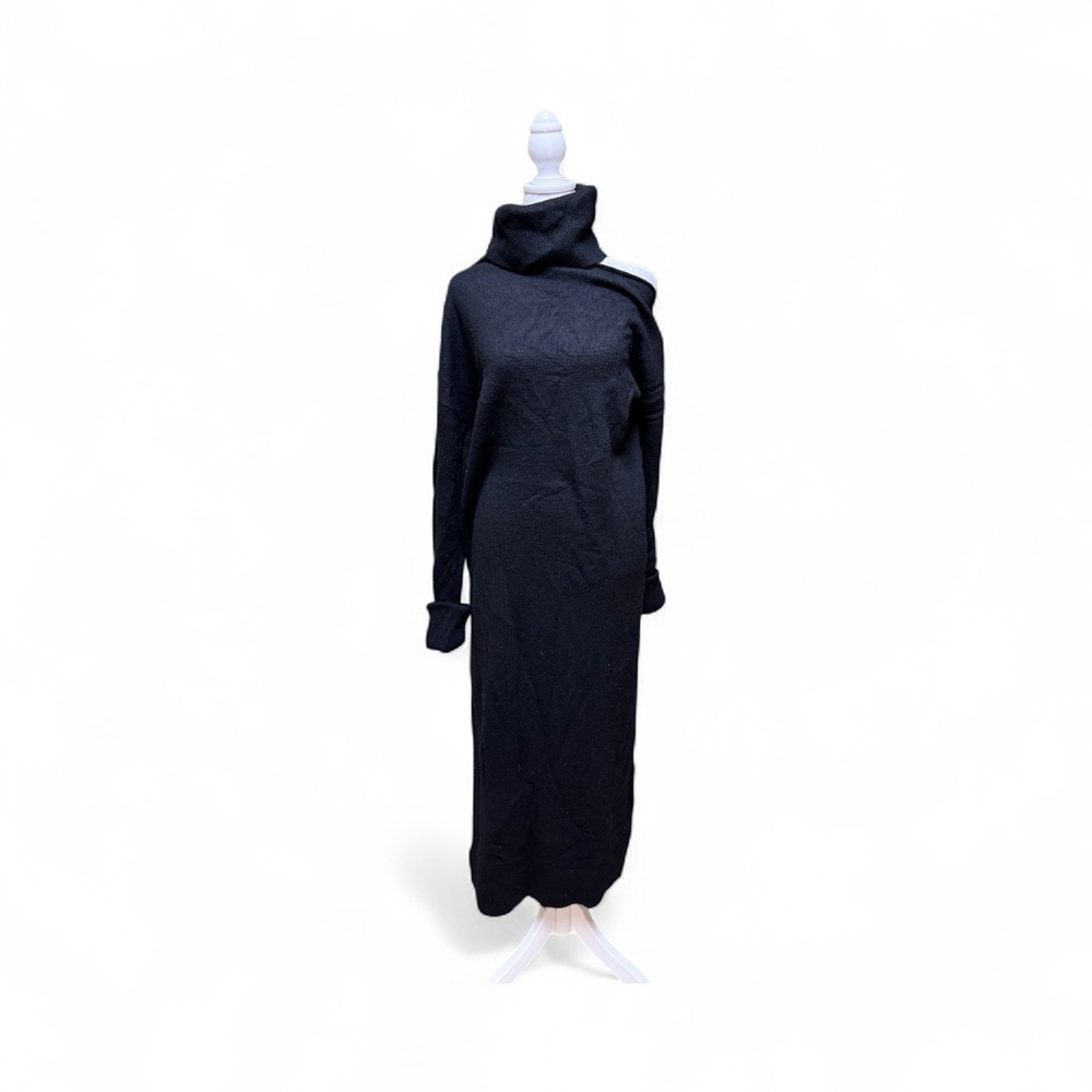 Paige x Anthropologie Raudi Wool Blend Cutout Sweater Dress Black Size Large